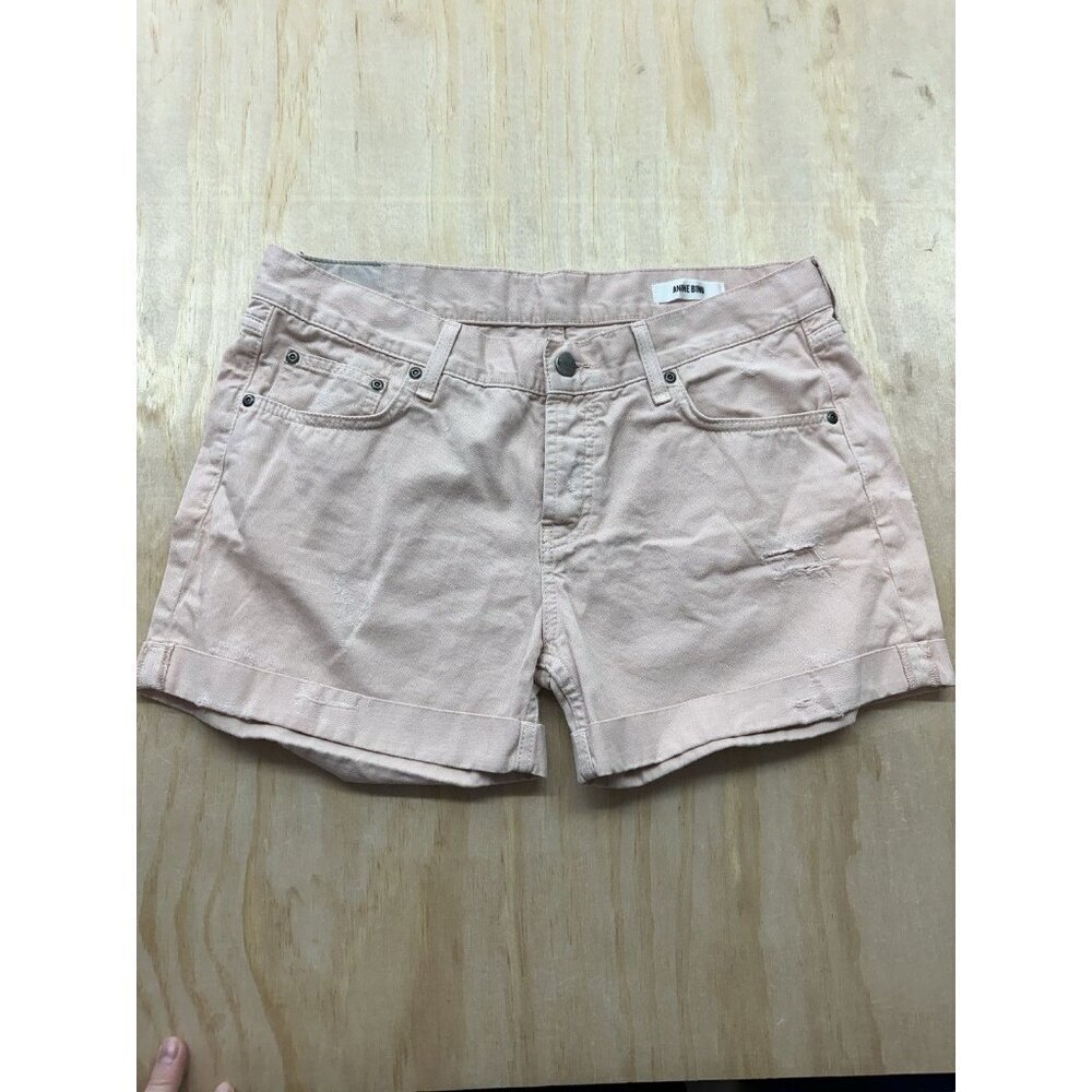 Anine Bing Cotton Shorts Soft Pink M Distressed Shorts Casual Cutoff Button‎ Fly